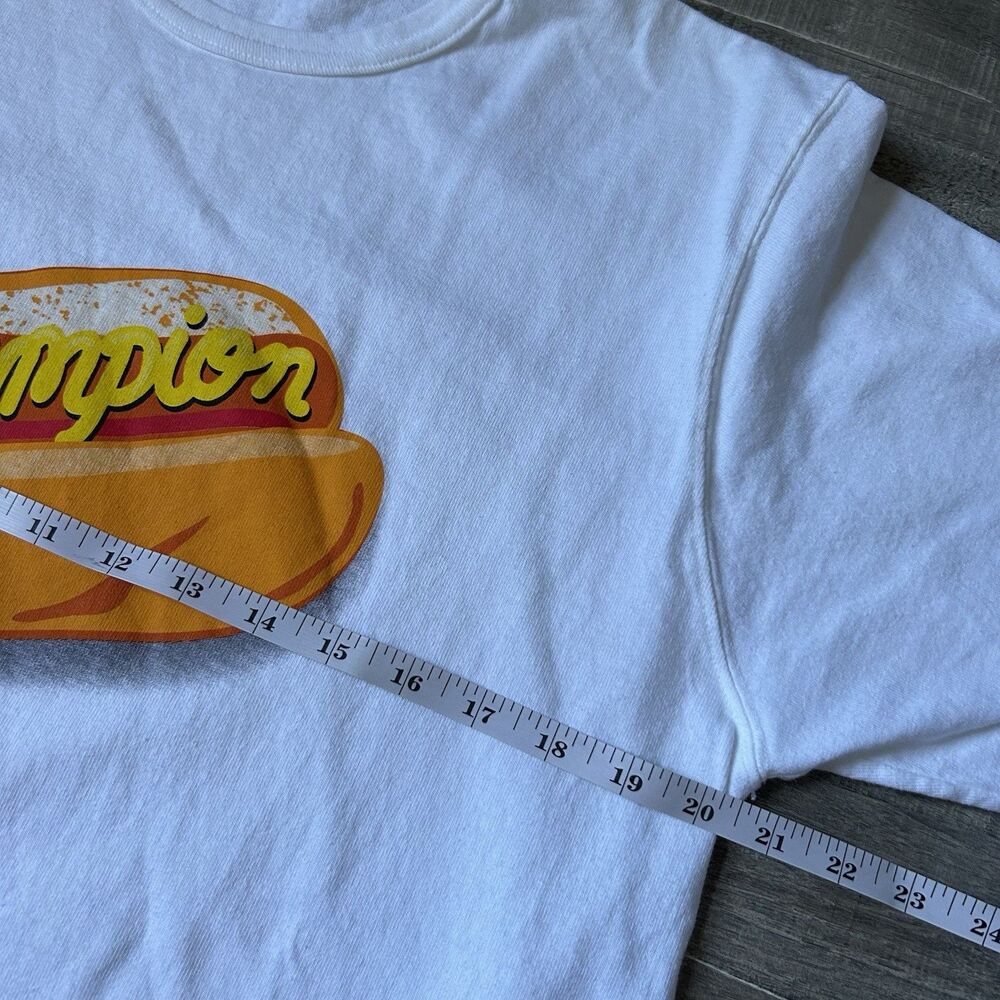 Vintage Y2K Champion Hot Dog T Shirt Size Men’s L Double Sided 2000s Rare - Picture 7 of 8